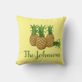 Almohada decorativa amarilla de piña tropical para