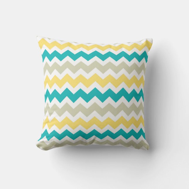 Almohada decorativa amarilla verde azulada de (Anverso)