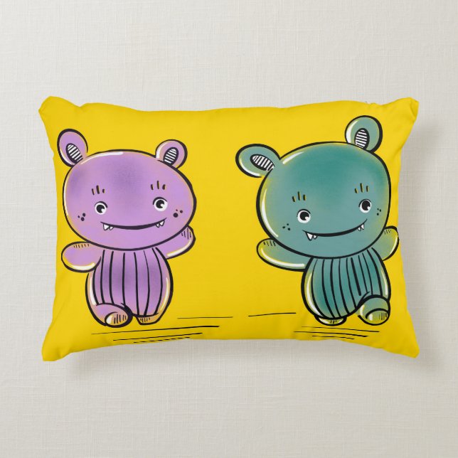 Almohada Decorativa Amigos Monstruos Lindos (Anverso)