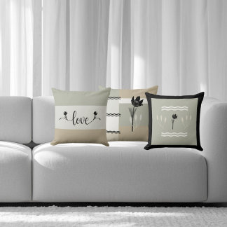 Almohada Decorativa "Amor" Tonos de Tierra Rayada
