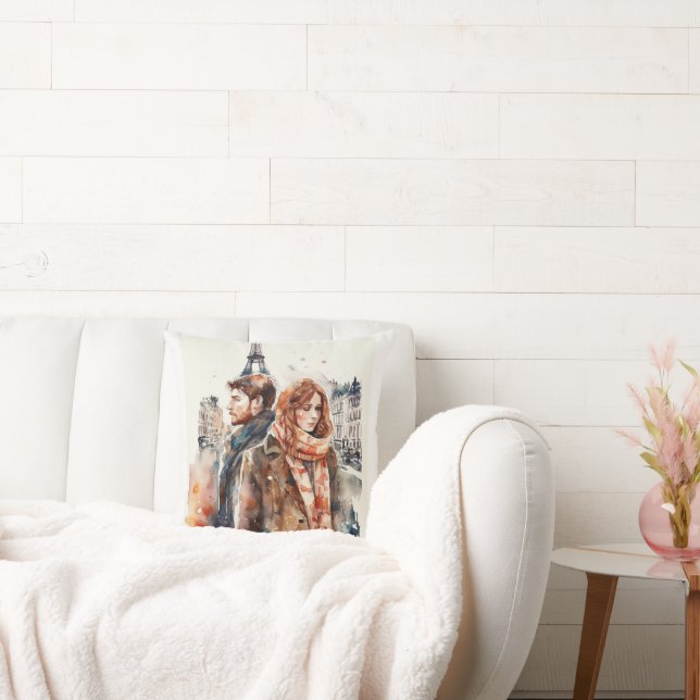 Almohada decorativa Amour à París acuarela (Sofá)