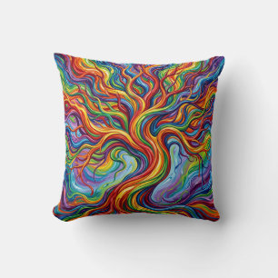 Almohada decorativa Arbol de la Vida Arcoíris