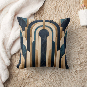 Almohada decorativa arquitectónica de oro y azul m