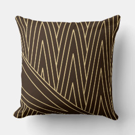 Almohada decorativa Art Déco marrón oscuro y dorad