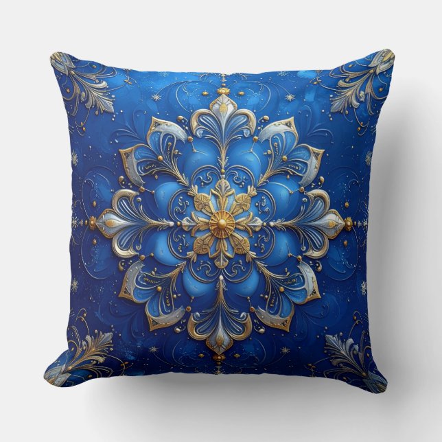Almohada decorativa azul de Navidad (Anverso)