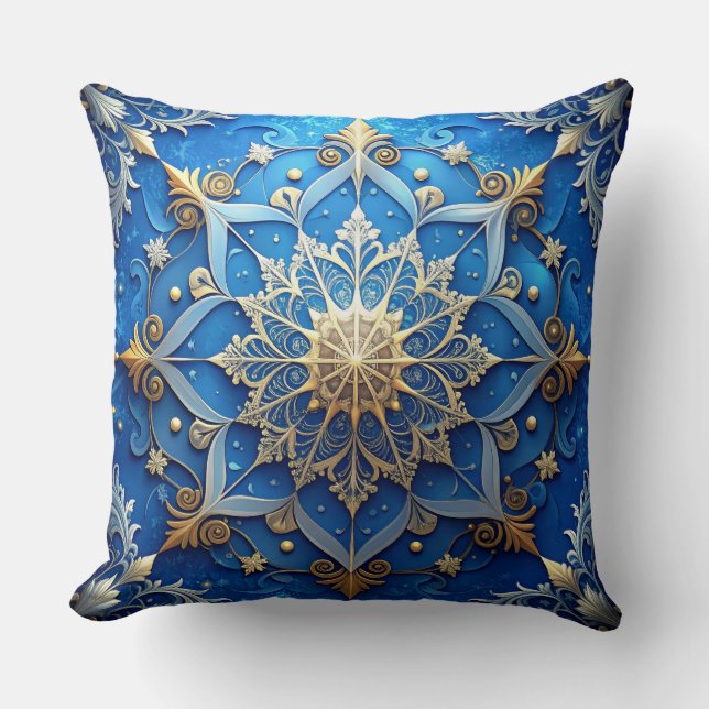 Almohada decorativa azul de Navidad (Anverso)