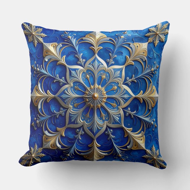 Almohada decorativa azul de Navidad (Anverso)