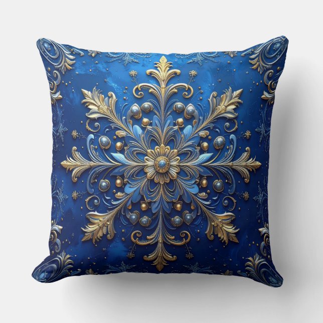 Almohada decorativa azul de Navidad (Anverso)