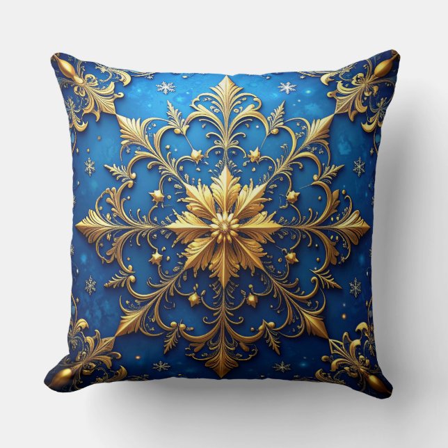 Almohada decorativa azul de Navidad (Anverso)