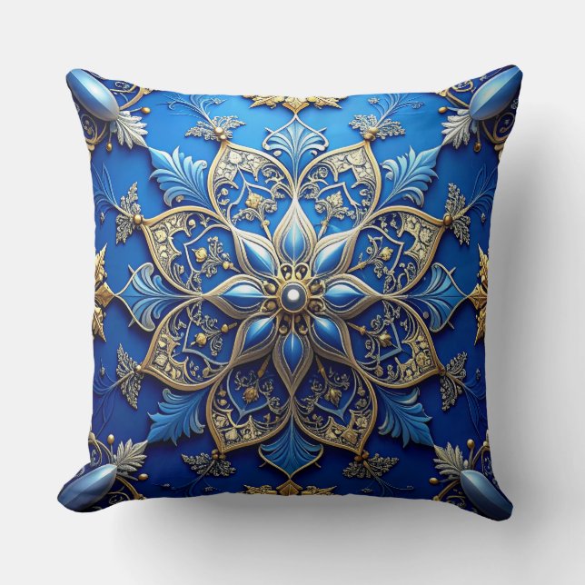 Almohada decorativa azul de Navidad (Anverso)