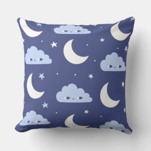 Almohada Decorativa Azul Marino Kawaii Luna Estrel