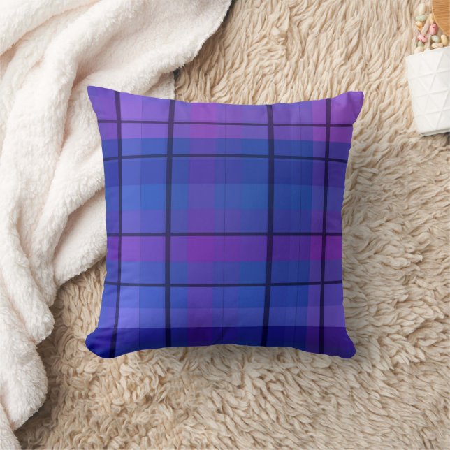 Almohada decorativa azul morado negro trenzado (Manta)