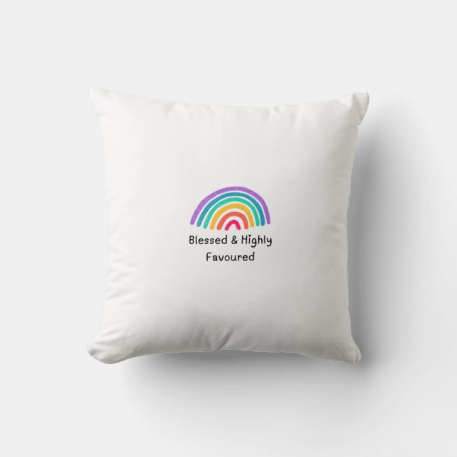 Almohada Decorativa Bendita y Altamente Favorecida (Anverso)