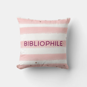 Almohada decorativa bibliophile rosa
