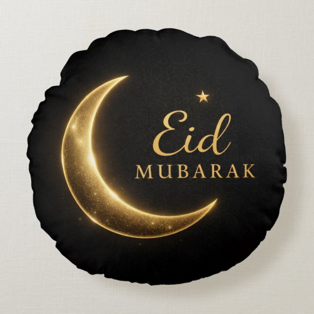 Almohada decorativa Black & Gold Eid Mubarak – Ram (Anverso)