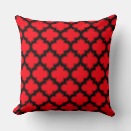Almohada decorativa Black Red Cuatrofoil Enrejado