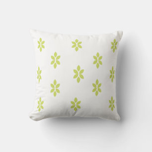 Almohada Decorativa Blanca Con Hojas Verdes Pequeñ