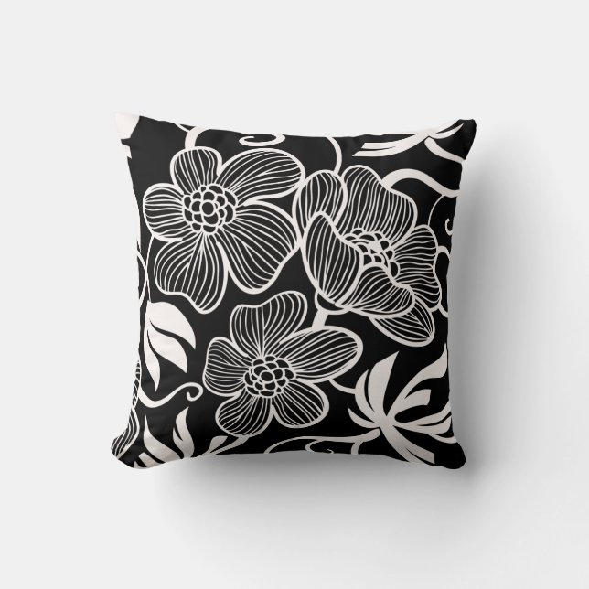 Almohada decorativa blanco y negro (Anverso)