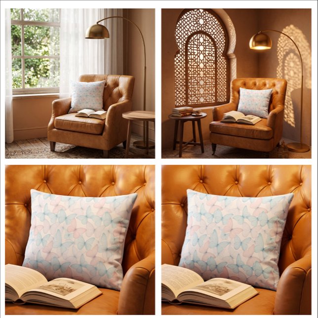 Almohada decorativa BlushSky Butterflies (Let every butterfly bring a touch of serenity, elegance, and springtime wonder to your home.)