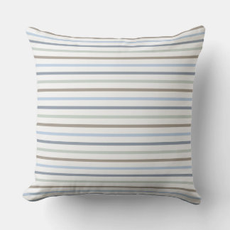 Almohada decorativa boho de rayas azules y marrone