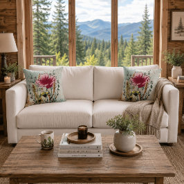 Almohada decorativa botánica de flores silvestres
