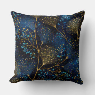 Almohada decorativa botánica de oro de medianoche