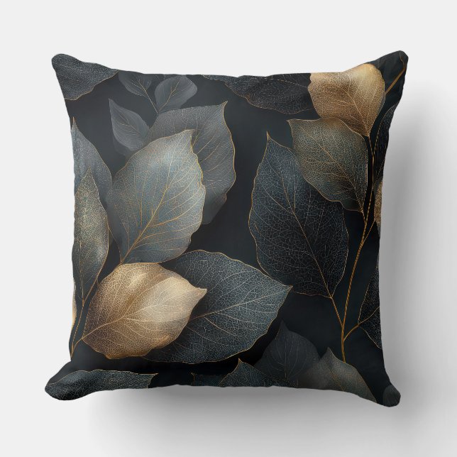 Almohada decorativa botánica de oro oscuro (Anverso)