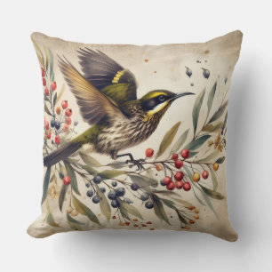 Almohada decorativa botánica de pájaro cantor vint