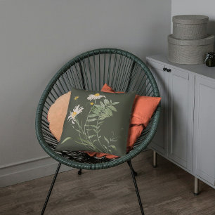 Almohada decorativa botánica floral de margarita v