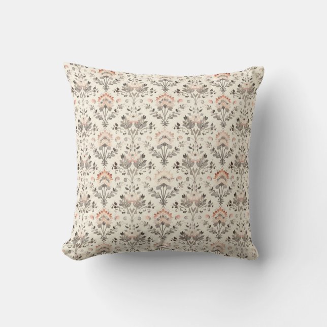 Almohada decorativa botánica gris rubor neutral (Anverso)
