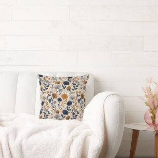Almohada decorativa botánica Navy & Ochre