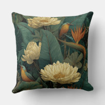 Almohada decorativa botánica tropical de tucán dor
