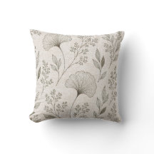 Almohada decorativa botánica vintage de Ginkgo