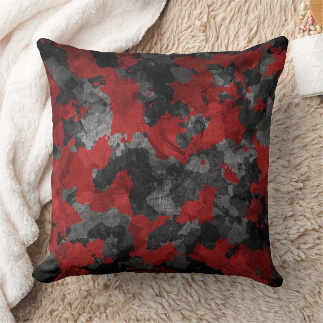 Almohada Decorativa Camuflaje Rojo Oscuro Genial (Manta)