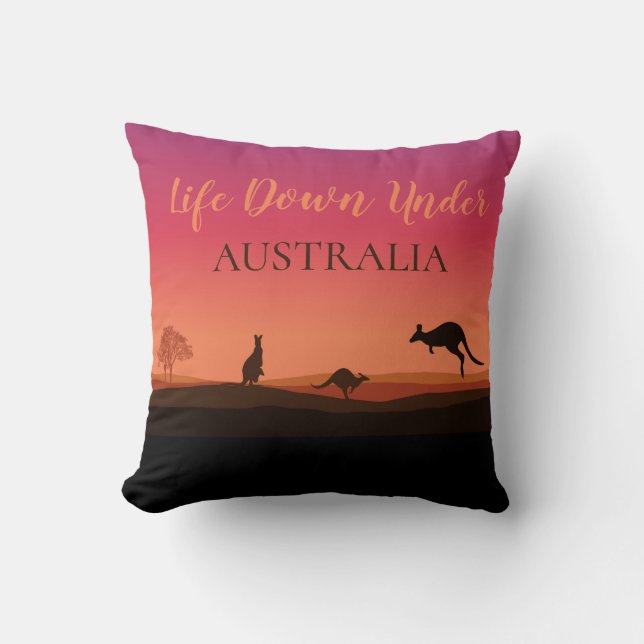 Almohada decorativa canguros Australia Life Down U (Anverso)