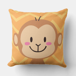 Almohada Decorativa Cara de Mono Adorable Chevron