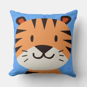 Almohada Decorativa Cara de Tigre Azul Triángulo N