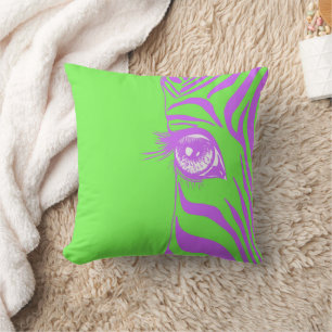 Almohada decorativa cebra rosa verde lima