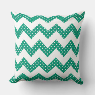 Almohada Decorativa Chevron con Lunares Verdes Jad