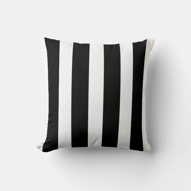 Almohada decorativa chic a rayas verticales blanca (Anverso)