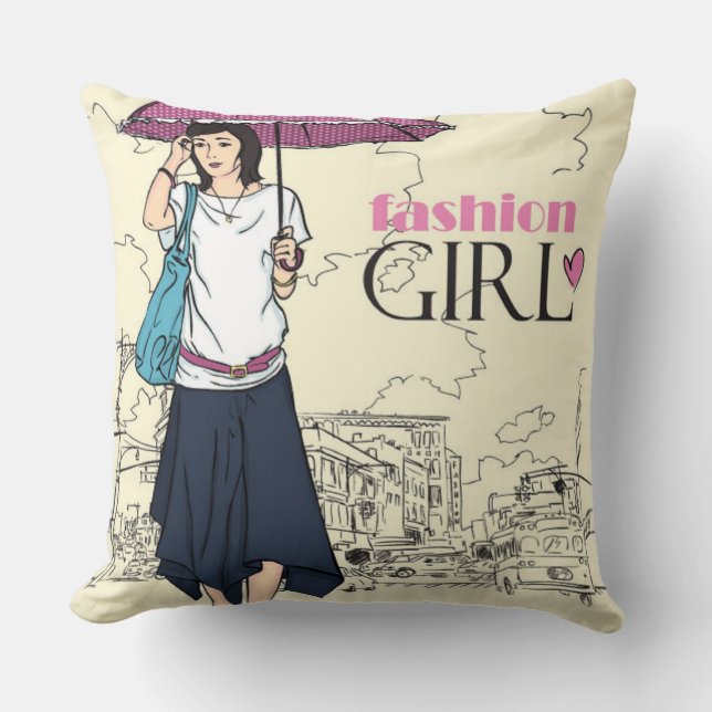 Almohada Decorativa Chica Moda Ciudad (Anverso)