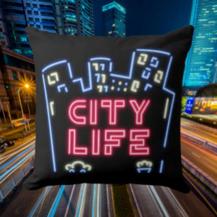Almohada decorativa City Life Neon Nights – Siluet