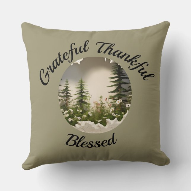 Almohada decorativa con acento "Agradecido, Agrade (Reverso )