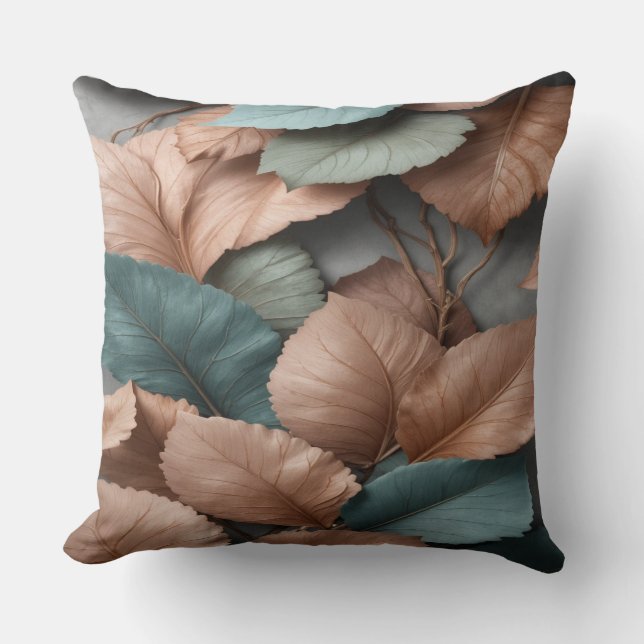 Almohada decorativa con acento de hoja botánica si (Anverso)