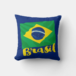 Almohada decorativa con bandera de Brasil