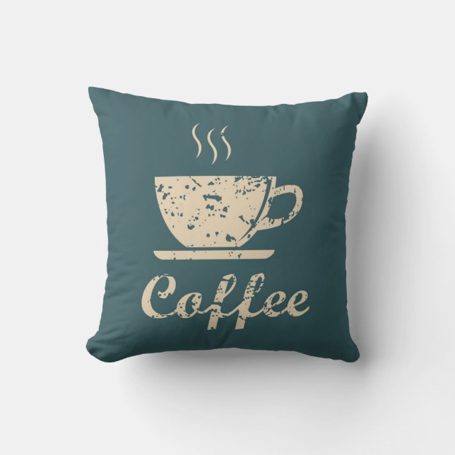 Almohada decorativa con café azul chambray (Anverso)