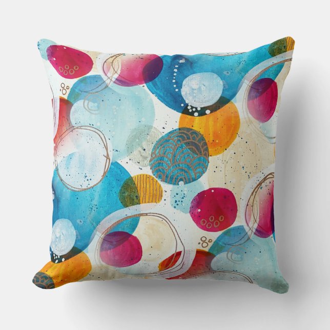 Almohada Decorativa con Círculos Abstractos Regalo (Anverso)
