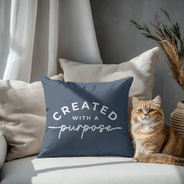 Almohada decorativa con cita cristiana en azul mar