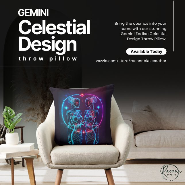 Almohada decorativa con diseño celestial de Gémini (Subido por el creador)