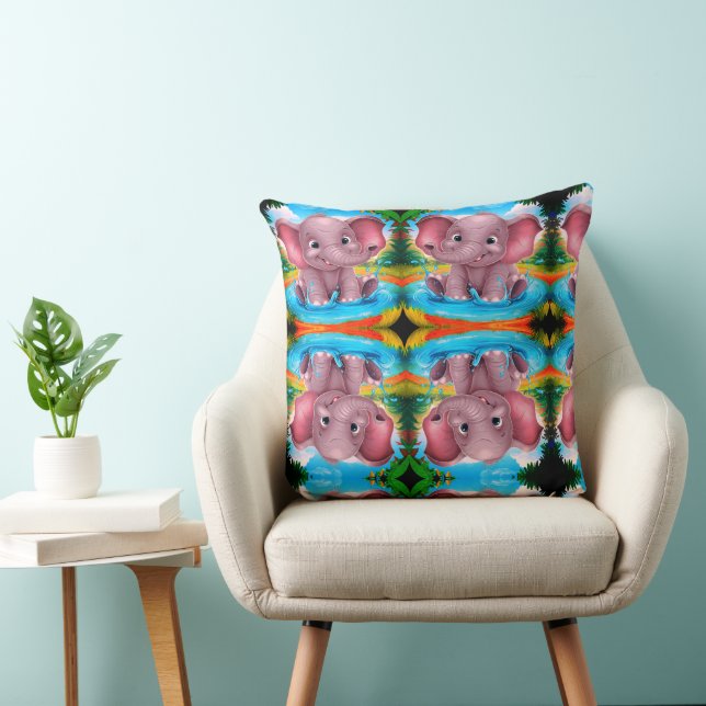 Almohada decorativa con diseño de elefante lindo (Silla)